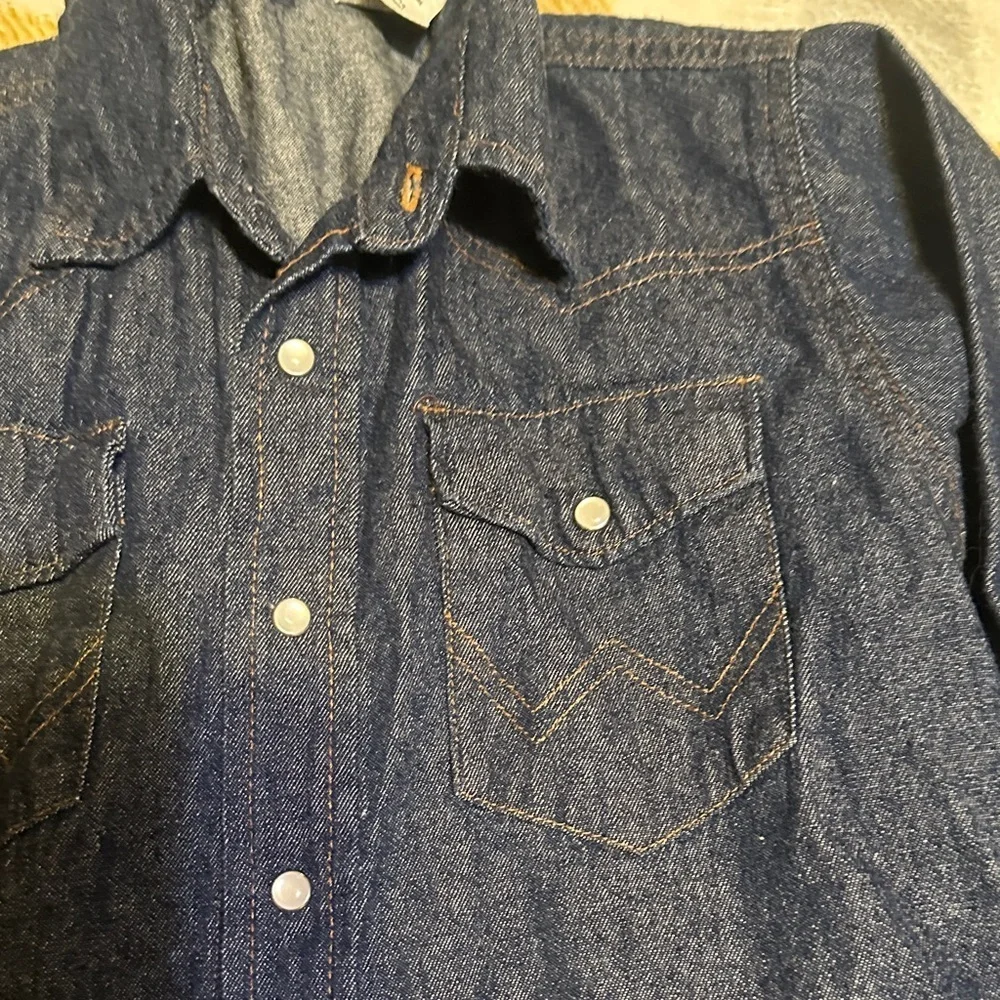 Wrangler Kids Denim Button Down Shirt - Dark Blue